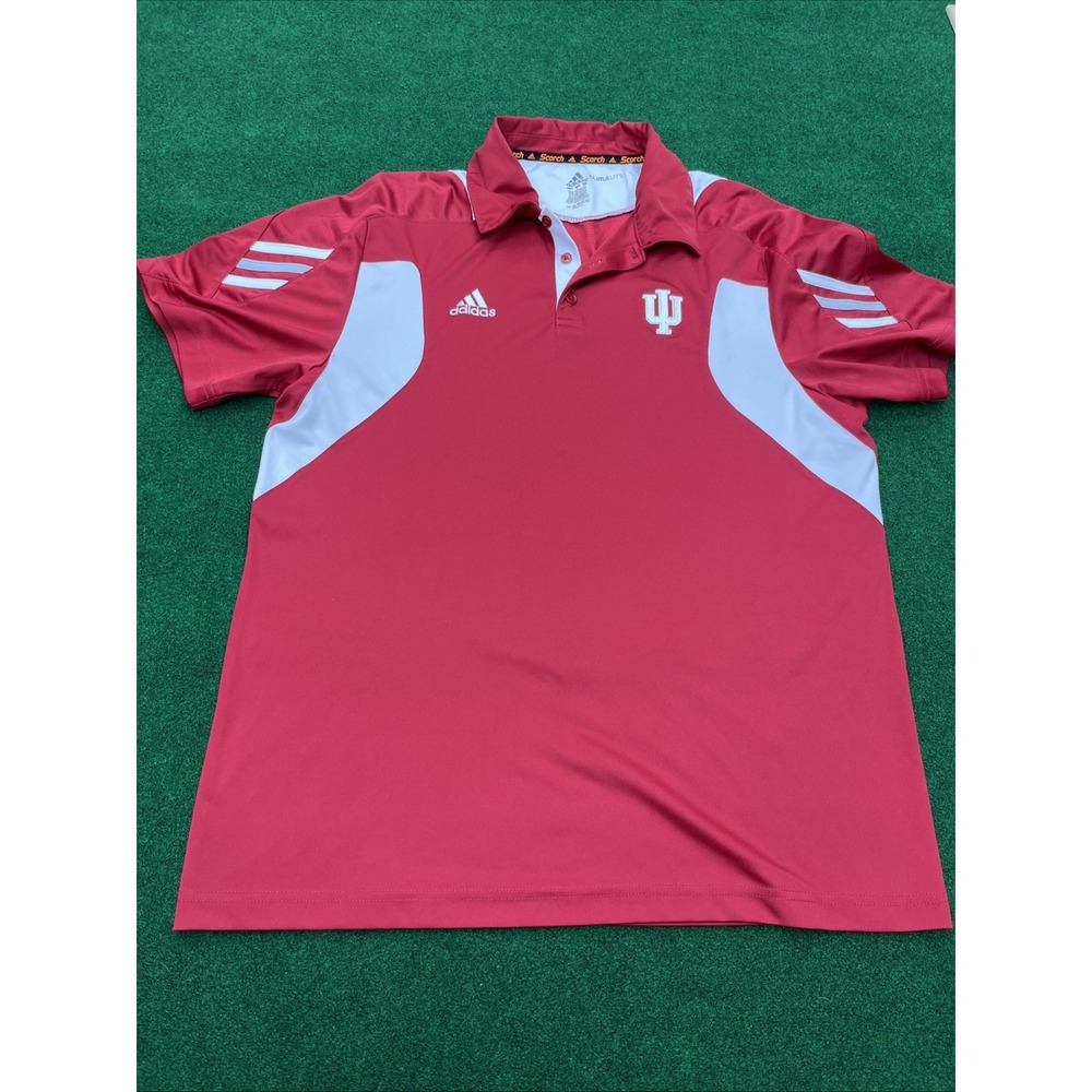 Indiana University Hoosiers Adidas Climalite Athletic Golf Polo Red Men's Large